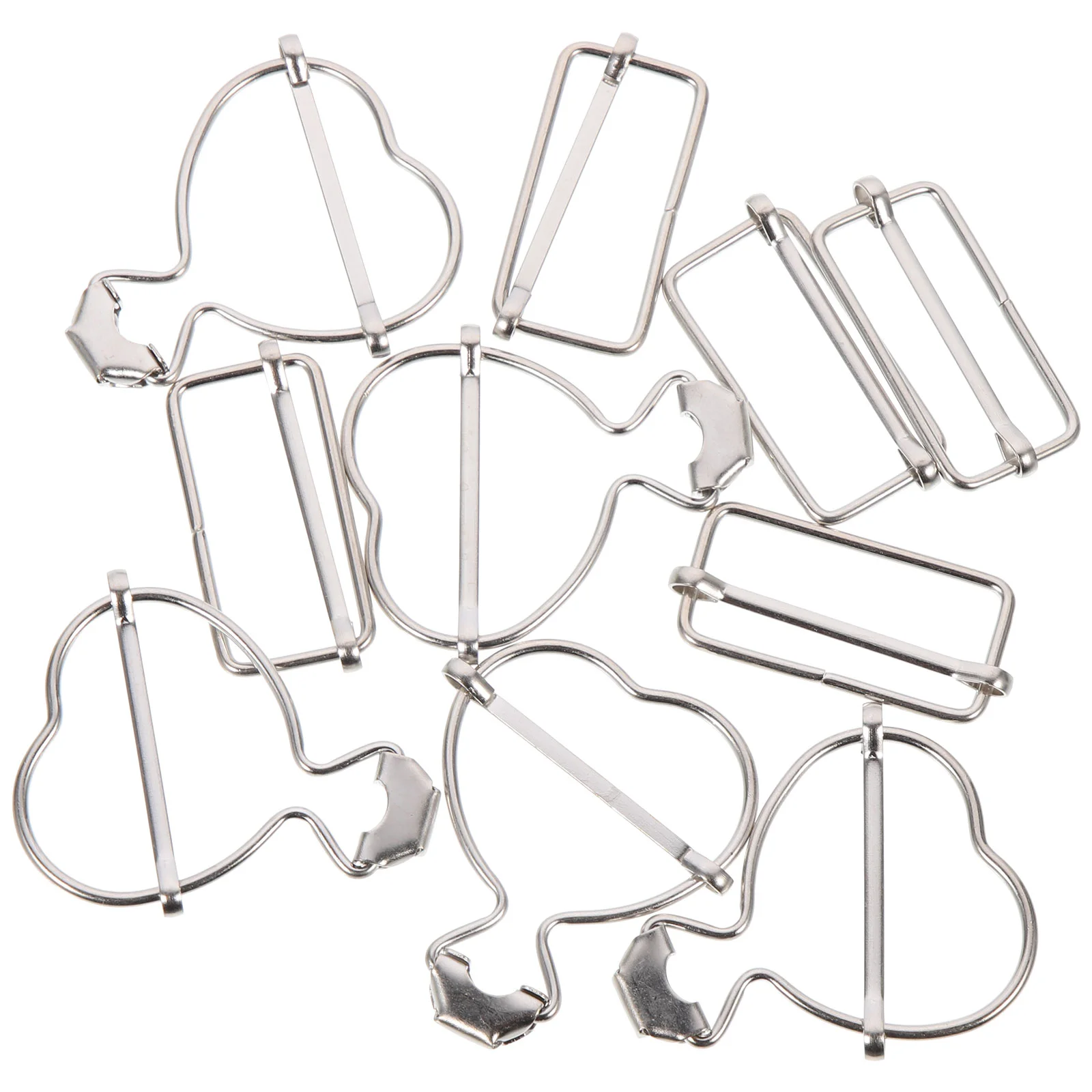 

10Pcs Heart Shaped Clothing Buckles Multi-function Overall Buckles Zinc Alloy Buckles