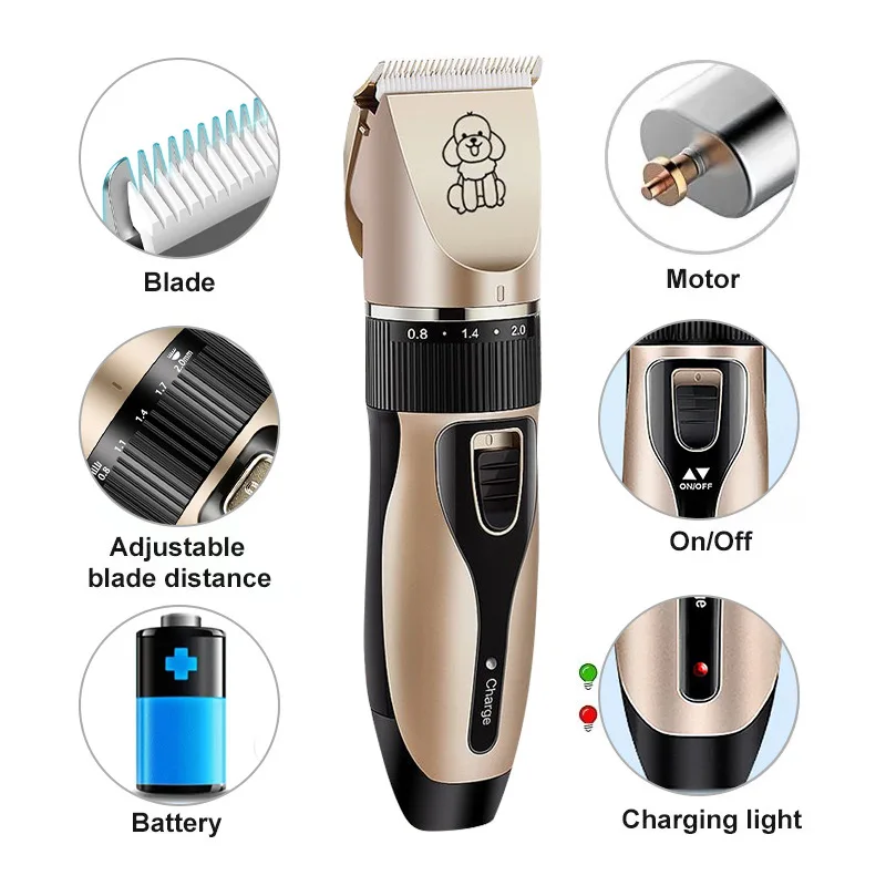 

Dog Clipper Cutting Professional Machine Trimmer Rechargeable Hair Hair Animals Low-noise Hair Shaver Pet Cat Set Kit Grooming
