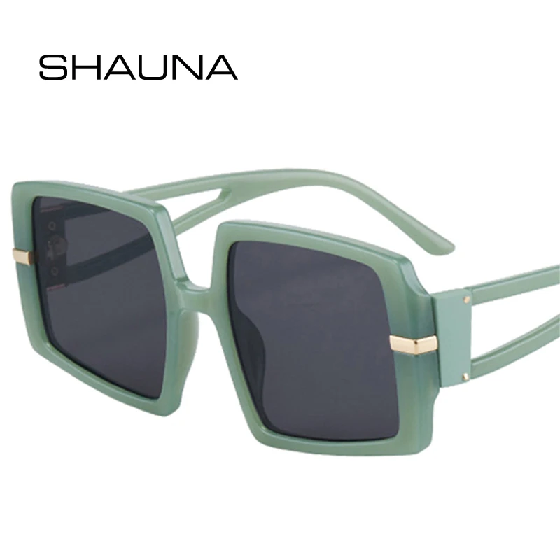 

Женские и мужские Квадратные ретро-очки SHAUNA, солнцезащитные очки конфетных цветов с заклепками и защитой UV400