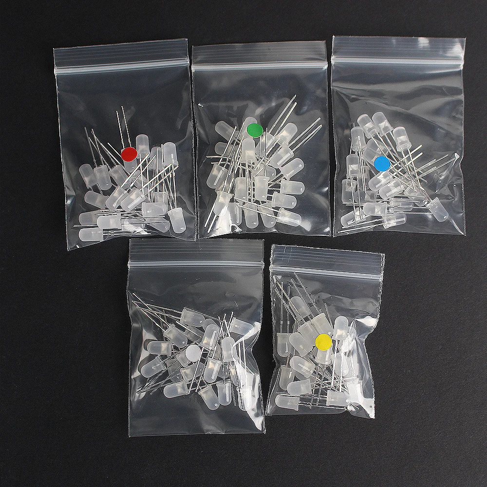 

5MM Light Emitting diode foggy LED Assortment Kit,5MM Diffused LED DIY Electronic Set, White Red Yellow Blue Green 5Color=100PCS