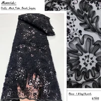 black african french sequins mesh lace fabric 2022 high quality for wedding latest beads nigerian lace fabrics sewing ly638