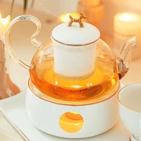 european ceramic teapot with infuser warmer holder base japanese porcelain glass handle tea pot and cup set home decoration gift