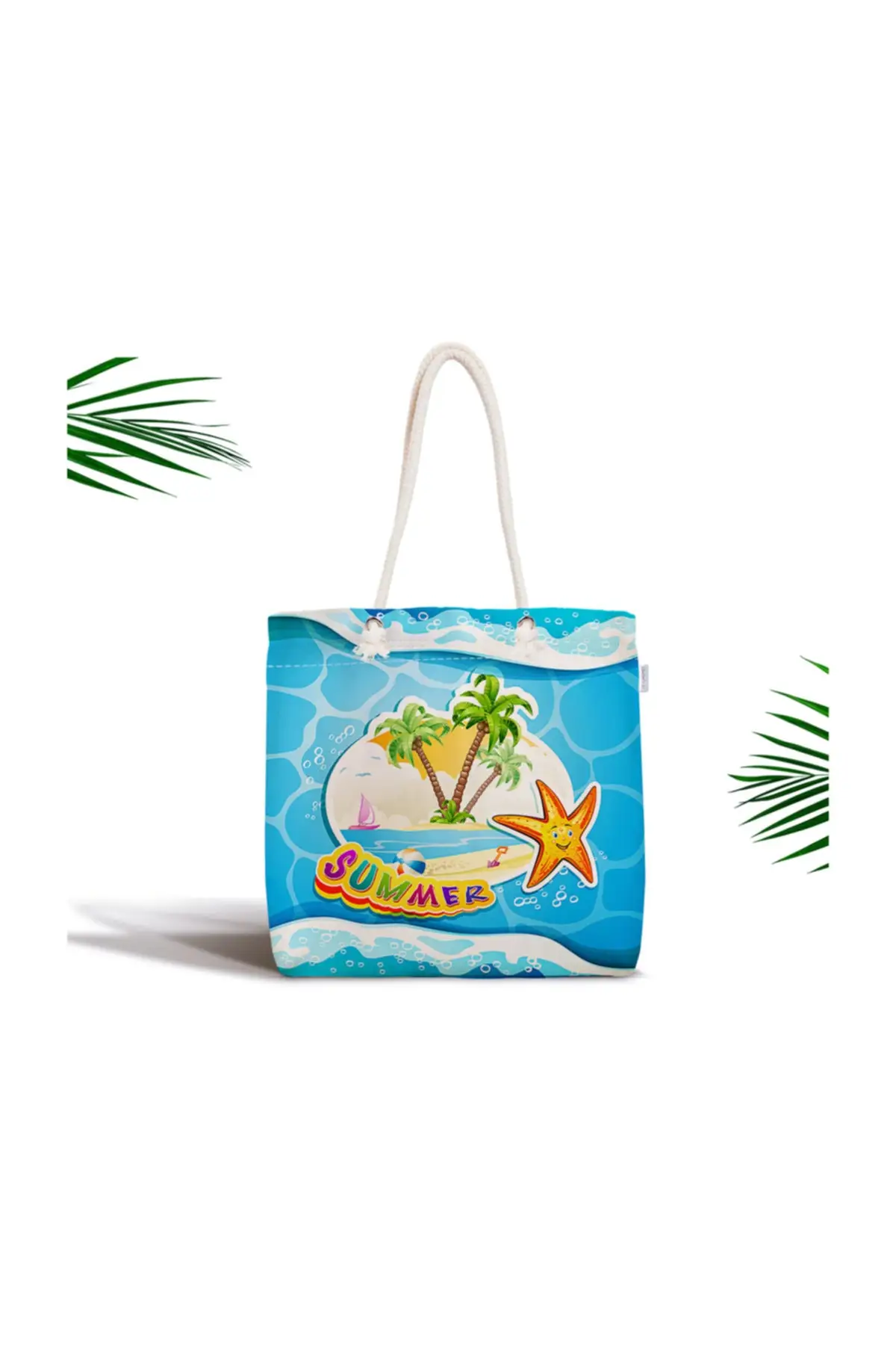 

Женская пляжная сумка из ткани на молнии с цифровым принтом и летним рисунком на синем фоне, сумка-тоут, летние сумки для покупок