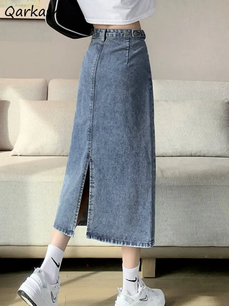 

Юбка-миди женская джинсовая Асимметричная, элегантная трапециевидная из денима с завышенной талией, универсальная простая уличная одежда для отпуска, весна