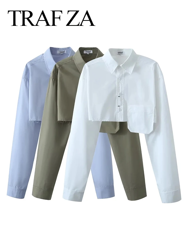 

Женские универсальные рубашки с коротким рукавом, с необработанным подолом и открытой талией