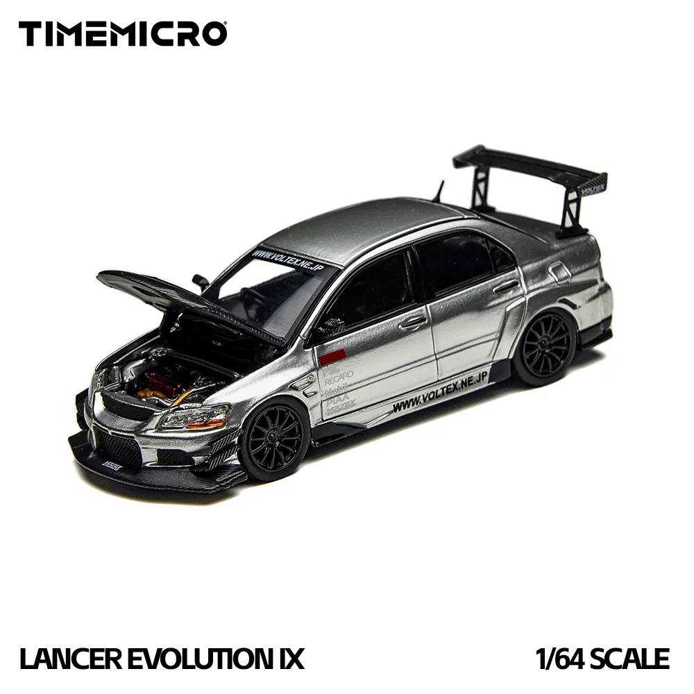 Фото Модель автомобиля TimeMicro1:64 EVO 9 Silver Open Cover Version из сплава, имитация, для хобби, коллекционирования и демонстрации №1
