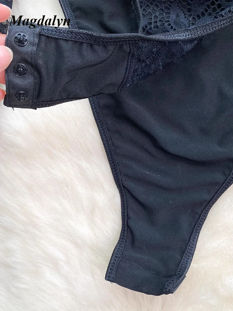 Magdalyn женский сексуальный однотонный цветочный кружевной комбинезон с длинными