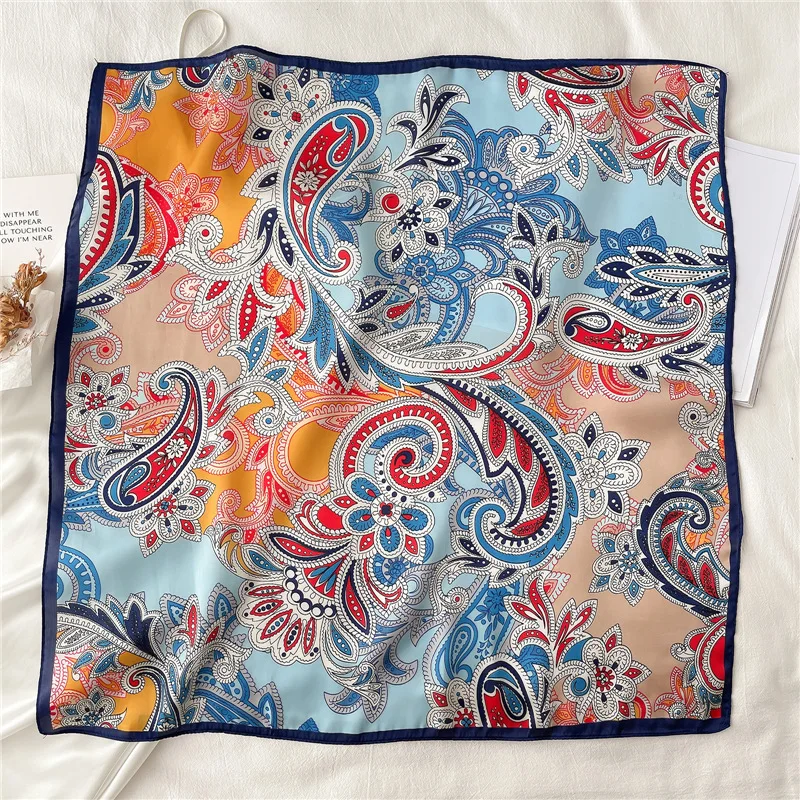 

Fashion Headband Neck Scarf For Women Square Kerchief Paisley Print Hair Scarfs Female 70*70CM Small Shawls Bandana Head Scarves