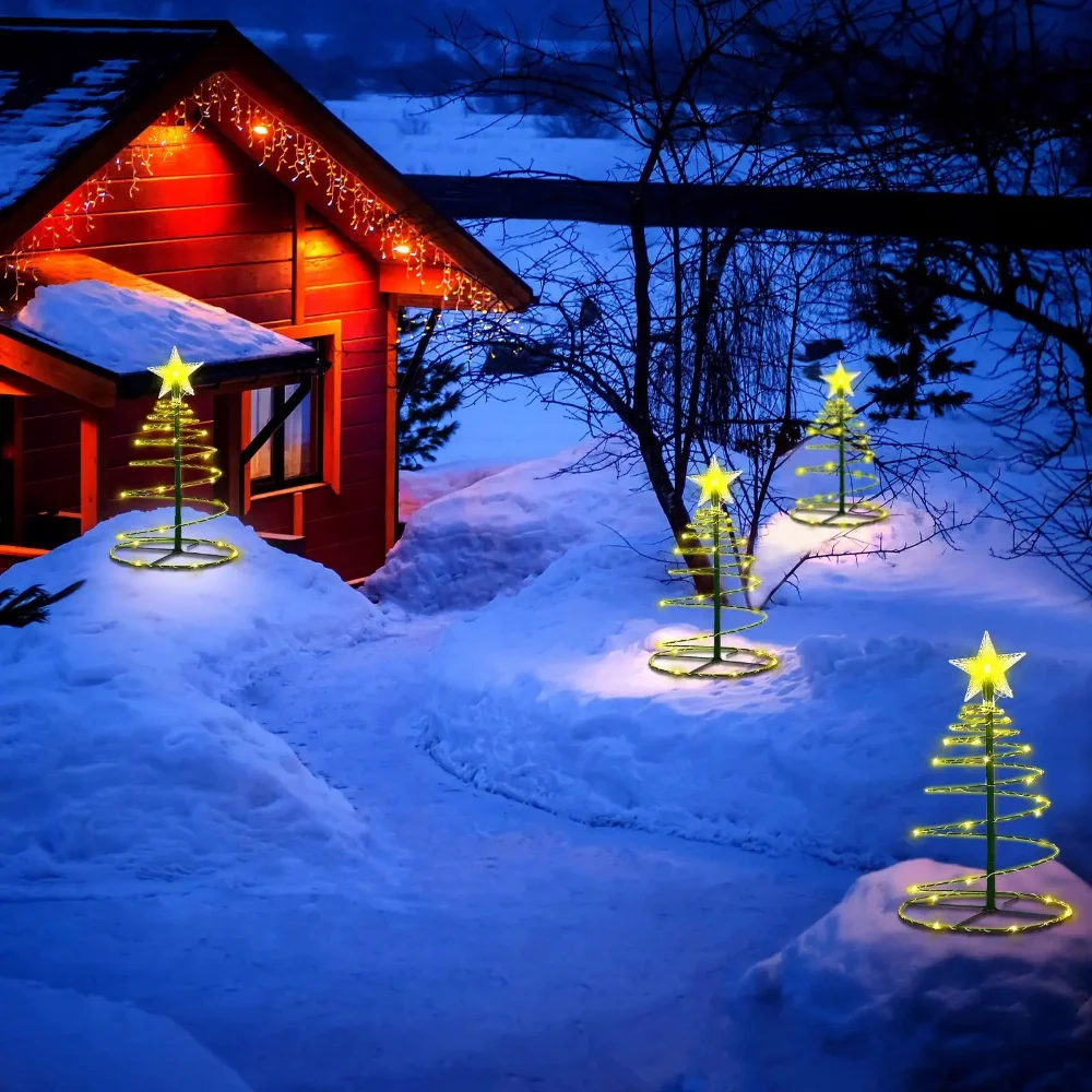 

Spiral Christmas Decoration 2022 Solar Lights Outdoor LED STRING LIGHT Star Xmas Trees Gardening Lawn Festivals Decor Waterproof