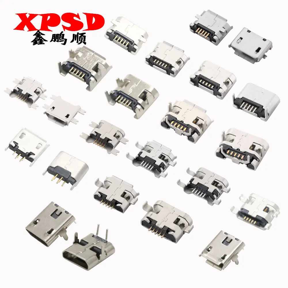 Разъем Micro USB MK5P 2P 5 контактов вертикальная вставная SMD пластина для раковины