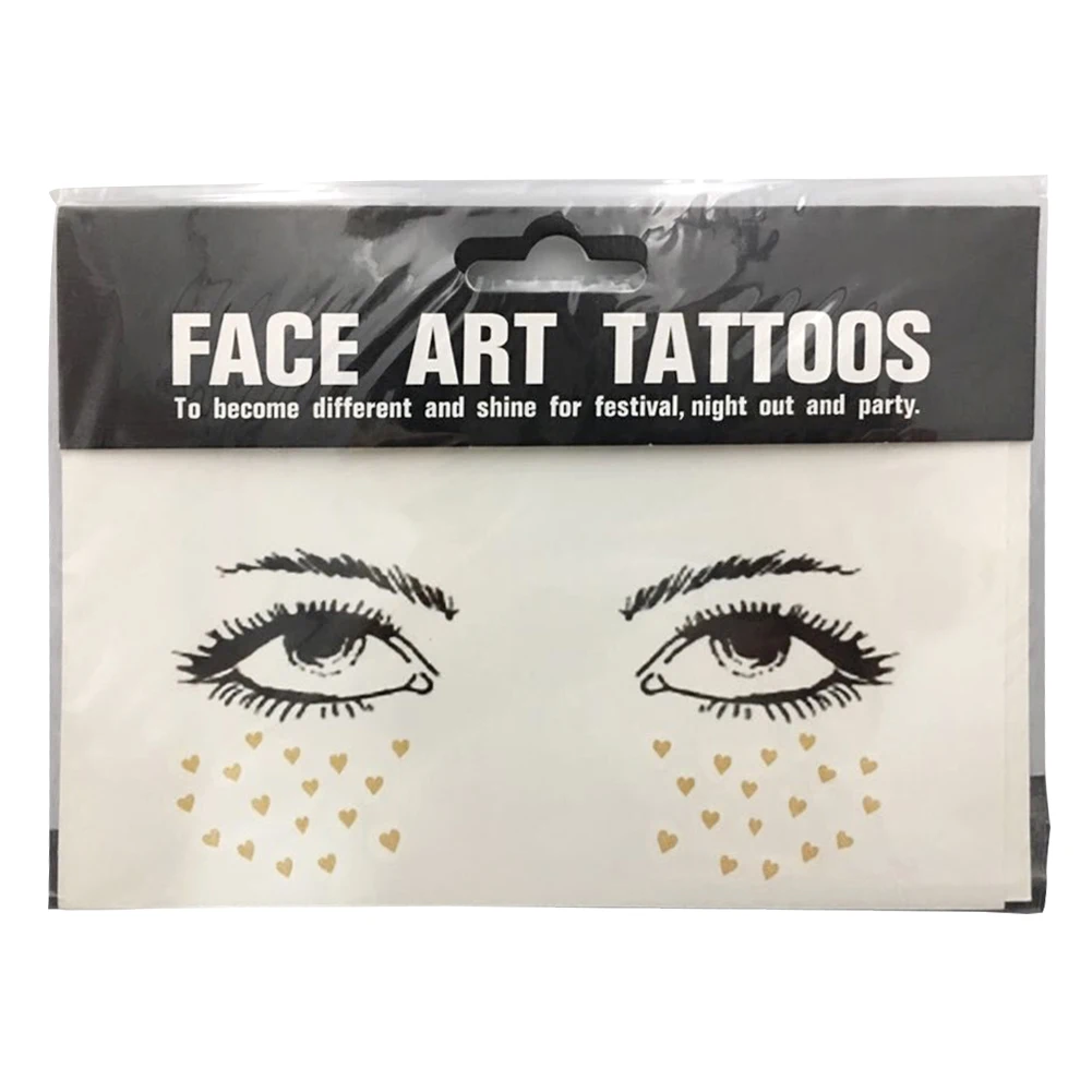 3D пикантное лицо поддельные золотые серебряные одноразовые татуировки Стразы