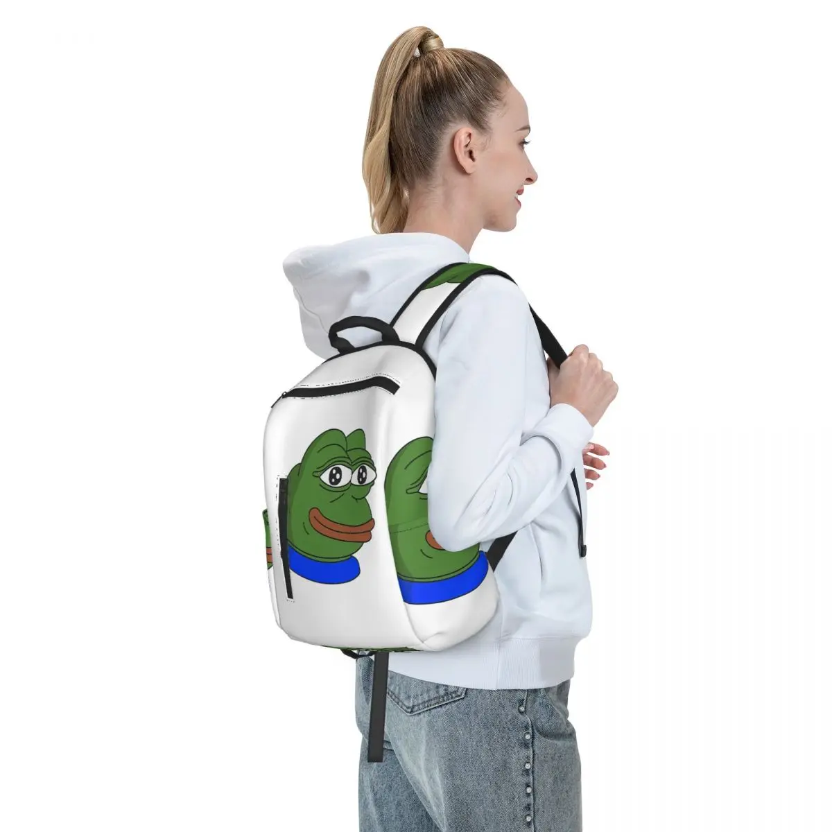 Фото Рюкзак Pepe The Frog Peepo Emote для школьников, школьная сумка, походный рюкзак для путешествий, сумка для книг для мальчиков и девочек, сумки на плечо №4