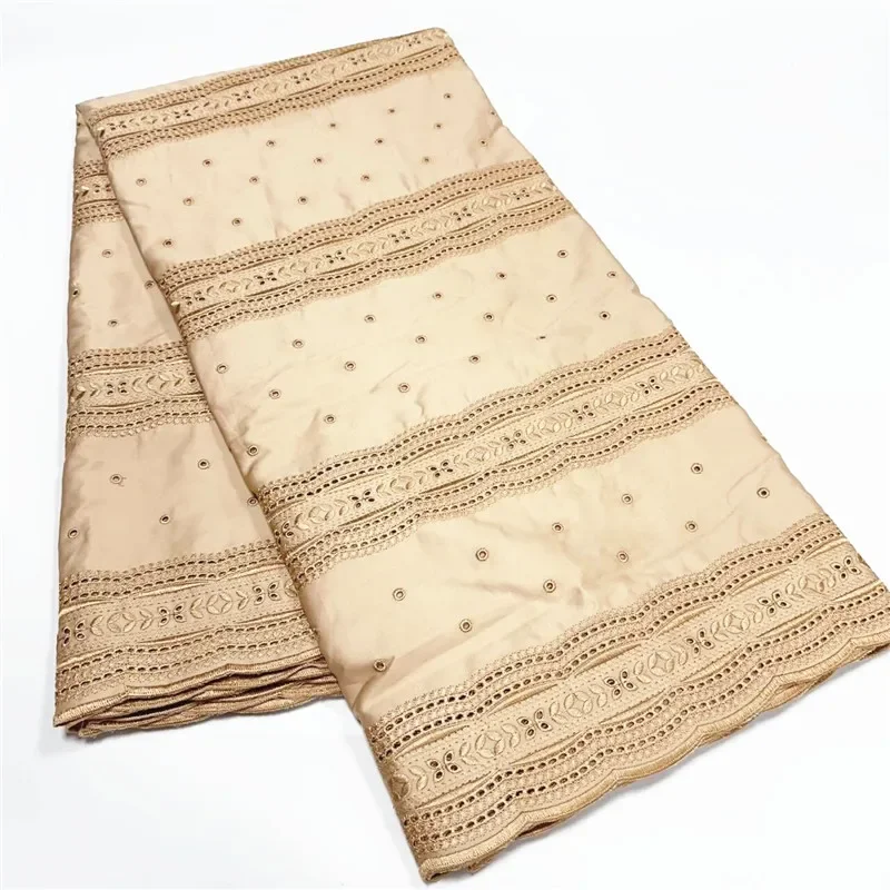 

5 ярдов, нигерийская 100% хлопчатобумажная полированная ткань, Высококачественная швейцарская вуаль, кружевной материал для мужчин, Дубайский стиль YL101202