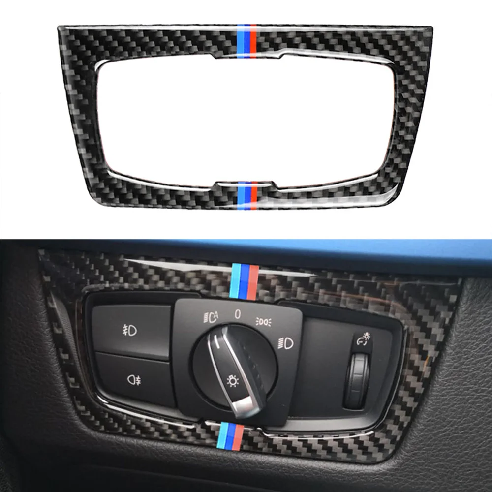 

Carbon Fiber Car Headlight Switch Frame Interior Cover Trim Sticker For BMW F30 F31 F32 F33 F34 3 Series 2013-2018 Accessories