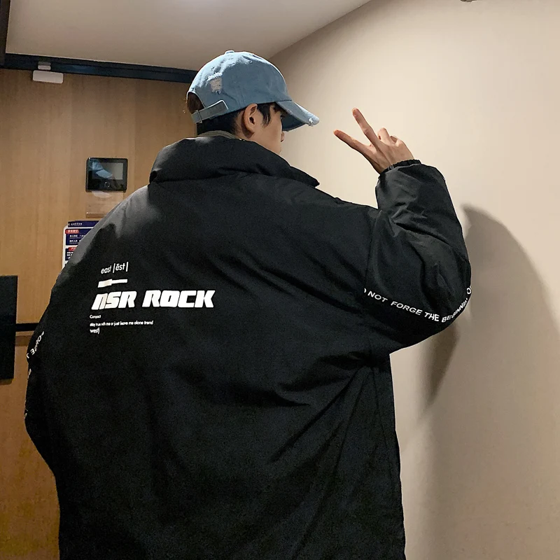 2022 New Style Reversible Thickened Padded Jacket Men's Autumn and Winter Loose Printed Padded Jacket Warm Padded Jacket