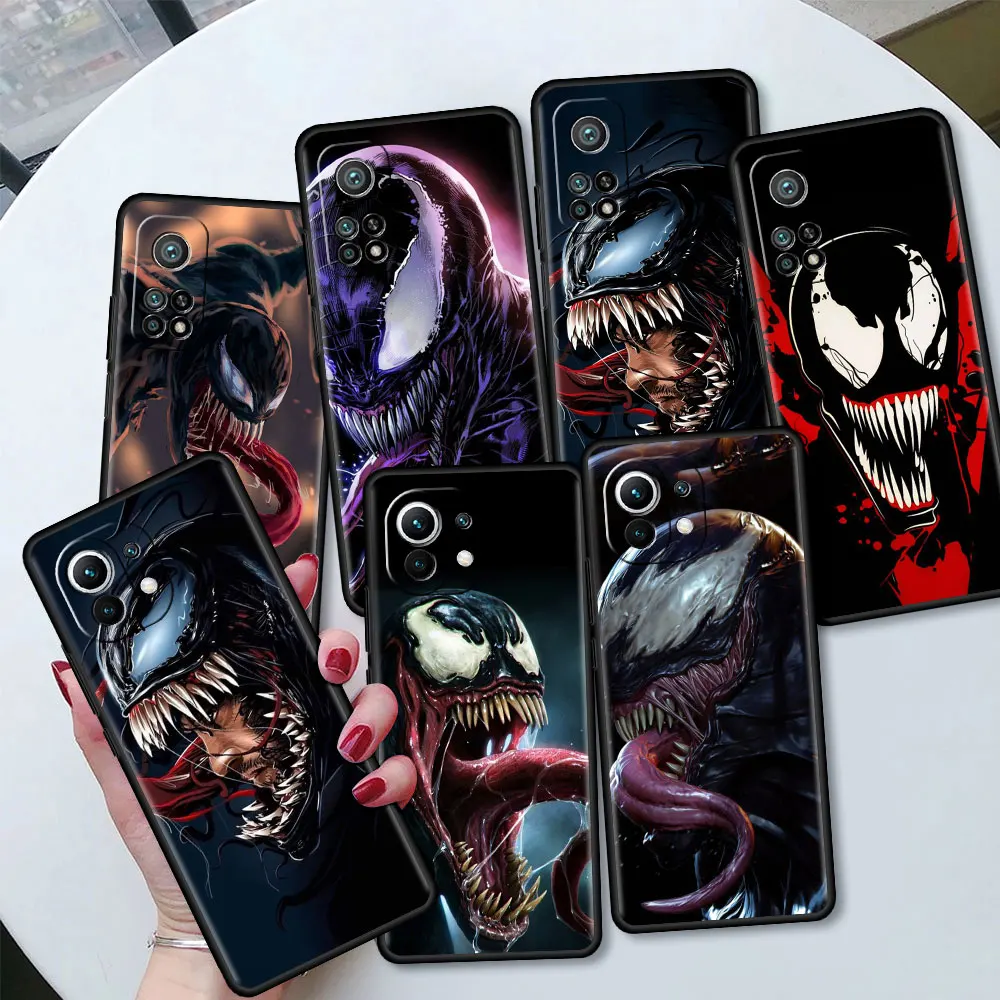 

Venom Marvel Soft Case For Xiaomi Mi 11 Lite 11T 5G Poco X3 NFC 12 Black SmartPhone Funda 10T Pro M3 Note 10 9T F1 Coque