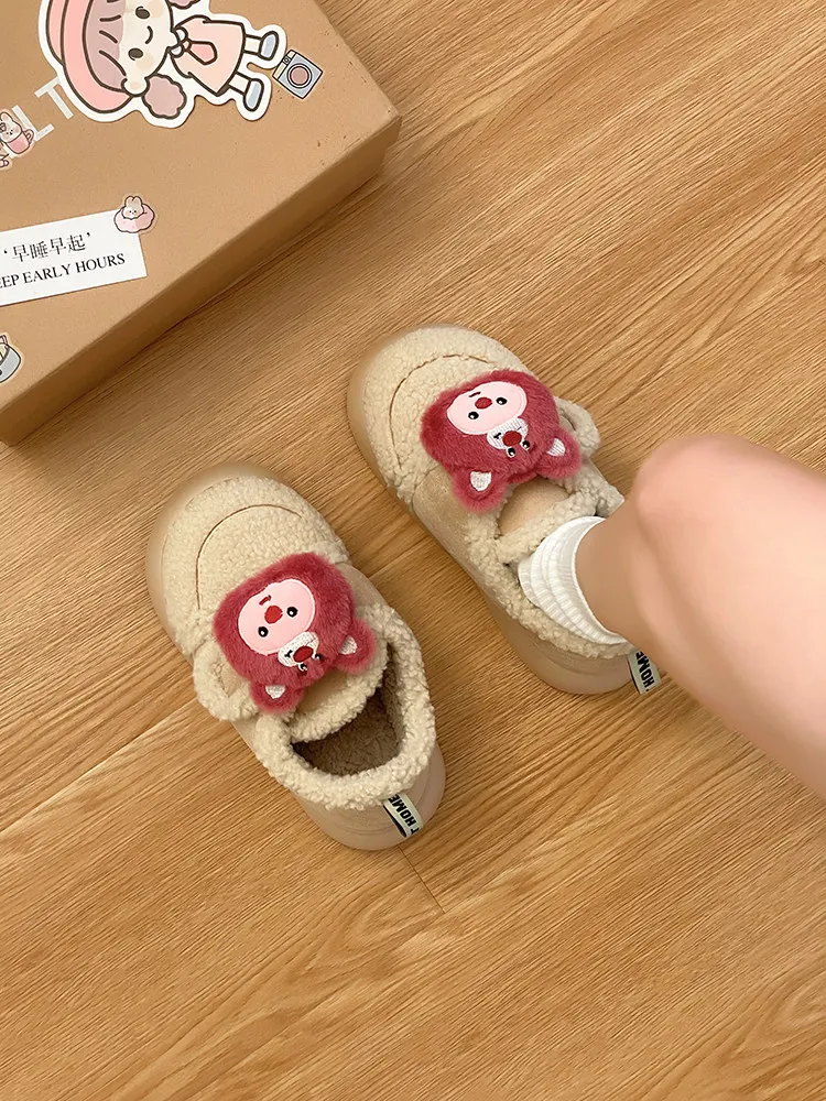 

Med Female Shoes Slippers Casual Winter Footwear 2023 Luxury Flat Fabric Basic Rome Plush Hook & Loop Cotton Med Slippers Casual