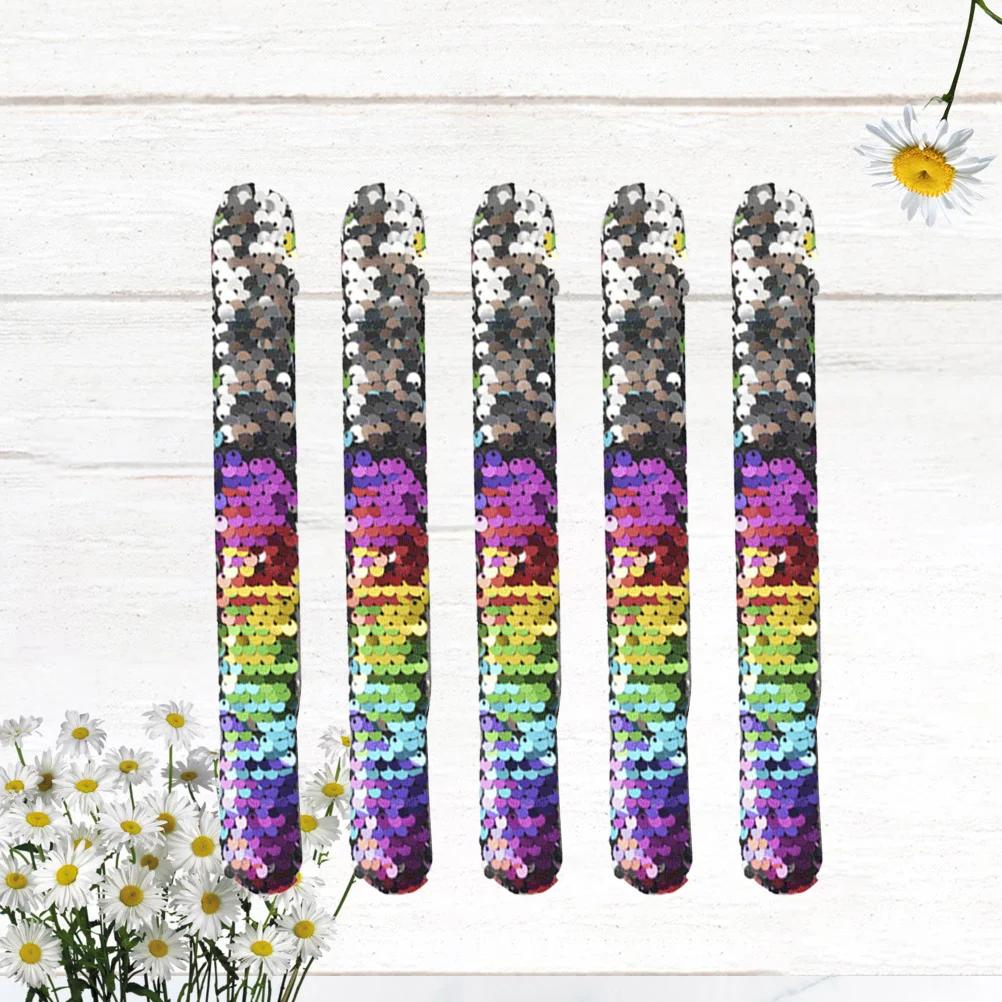 

5 Pcs Wristband Child Fidget Bracelet Kids Reversible Charm Bracelets Clap Ring