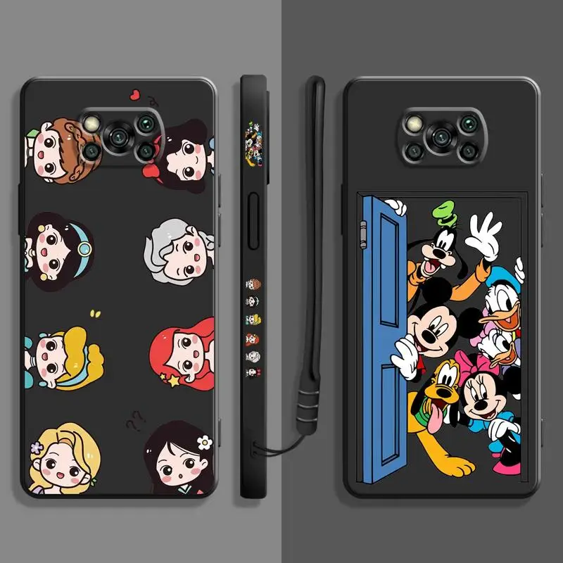 

Liquid Case For Xiaomi POCO X3 X4 NFC M3 M4 M5 Pro F3 GT for Mi 10 11 12 Lite 12T 11T 10S Disney Family Princess Mickey Minnie