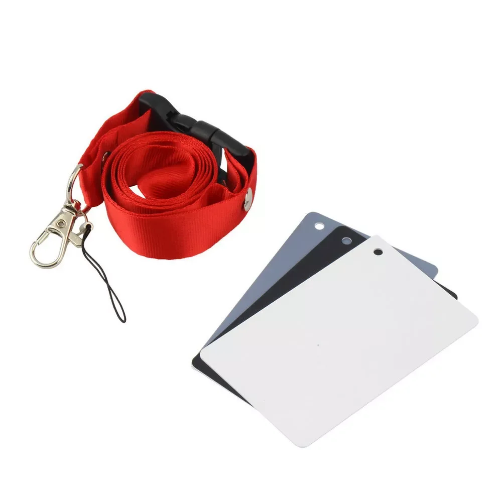 

2022New Hot selling 3 in 1 Pocket-Size Digital Camera 18% White Black Grey Balance Cards with Neck Strap for Digital Photography