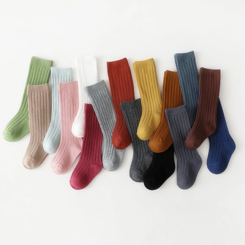

Kids Socks Baby Boys Girls Cotton Breathable Stripe Soft Sock Children Knee High Long Socks School Uniform Socks