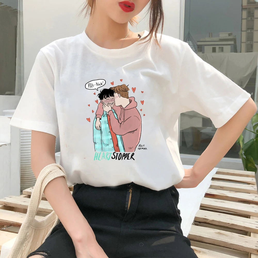 

Nick And Charlie Heartstopper T-Shirt Anime Graphic Short Sleeve Summer Tops Women Fashion Streetwear Romance TV Series Clothes