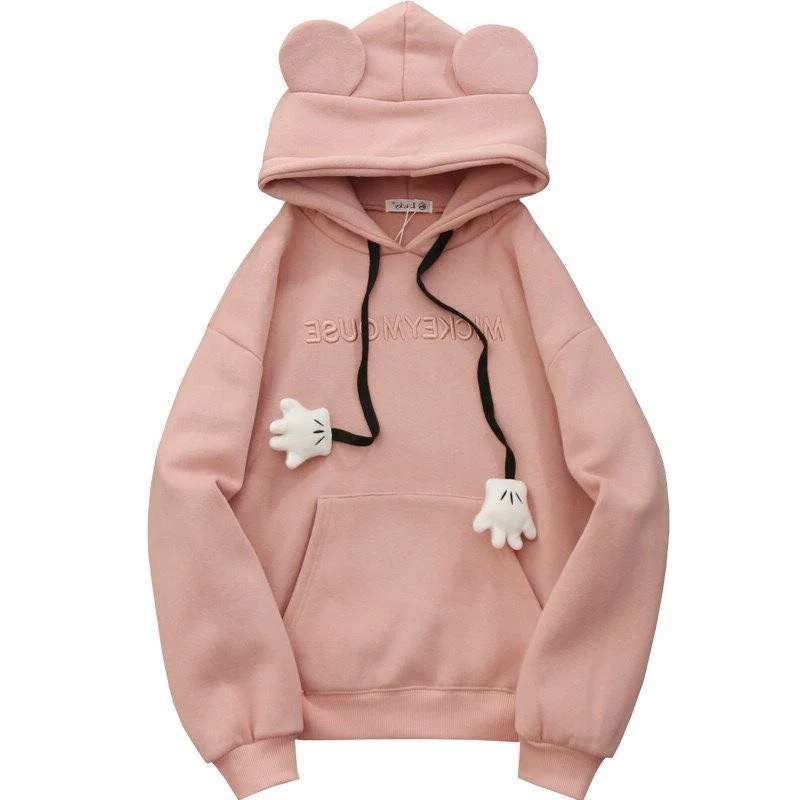 

Female Sweatshirt Kawaii Hoodies Cartoon Bear Ears Hoodie Pullover Sweatshirt Korean Casual Loose Harajuku Oversized Hoodie