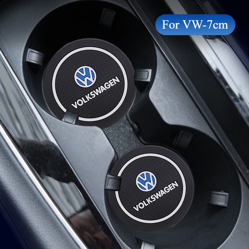 

2 шт. автомобильный подстаканник серии VW, коврик 7 см, кожаная подставка для воды для Volkswagen GTI R Line Polo Golf Passat Tiguan Arteon Caddy Jetta