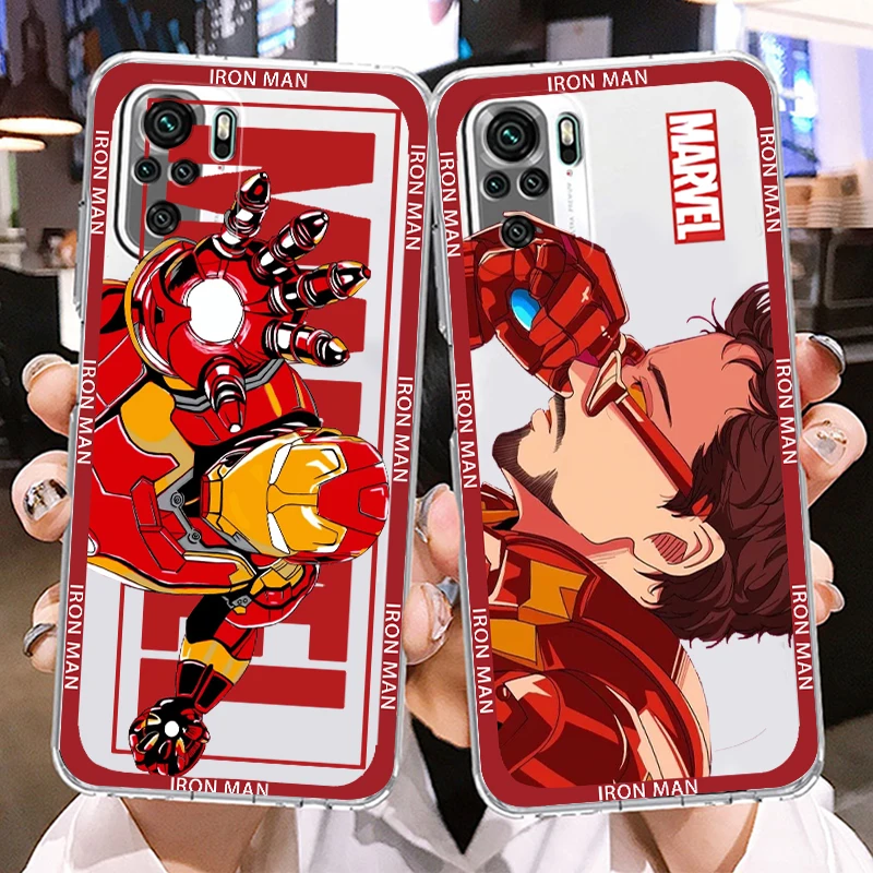 

Marvel Iron Man Tony Stark Phone Case For Xiaomi Redmi Note 11E 11S 11 11T 10 10S 9 9T 9S 8 8T Pro Plus 5G Transparent