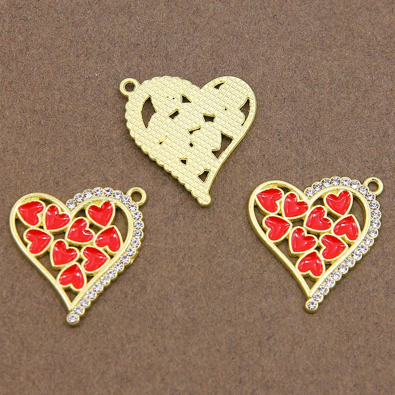 10 шт. 23*23 мм эмалевое Радужное сердце очарование для изготовления ювелирных