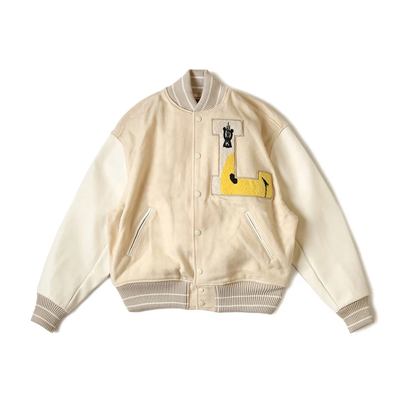 

20AW KAPITAL Hirata Hohiro Smiley Face Stitching Leather Cotton Sandwich Baseball Shirt Jacket Japan Men's Loose Coat