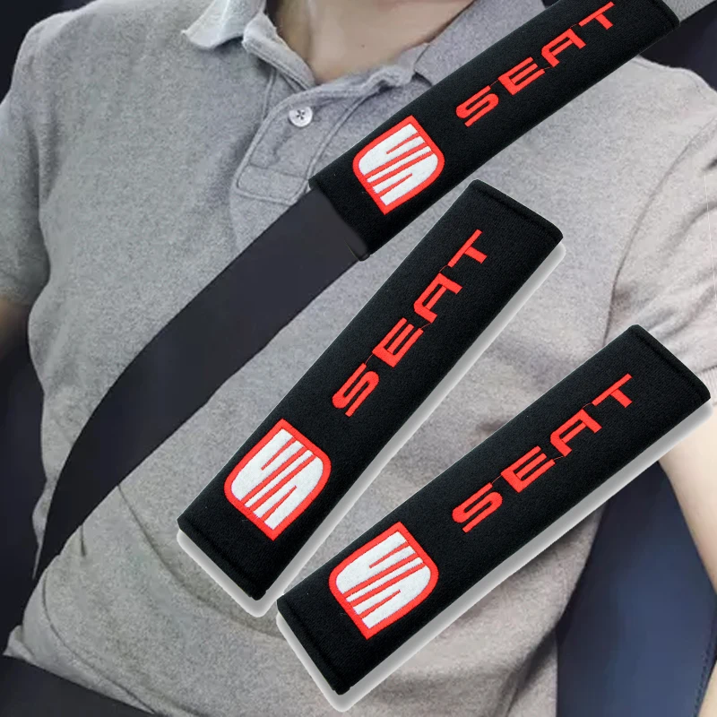

2pcs Car Logo Seat Belt Cover Auto Gordel for Seat Leon Ibiza Alhambra Niva Kalina Priora Granta Largu Seat Belt Protector Goods