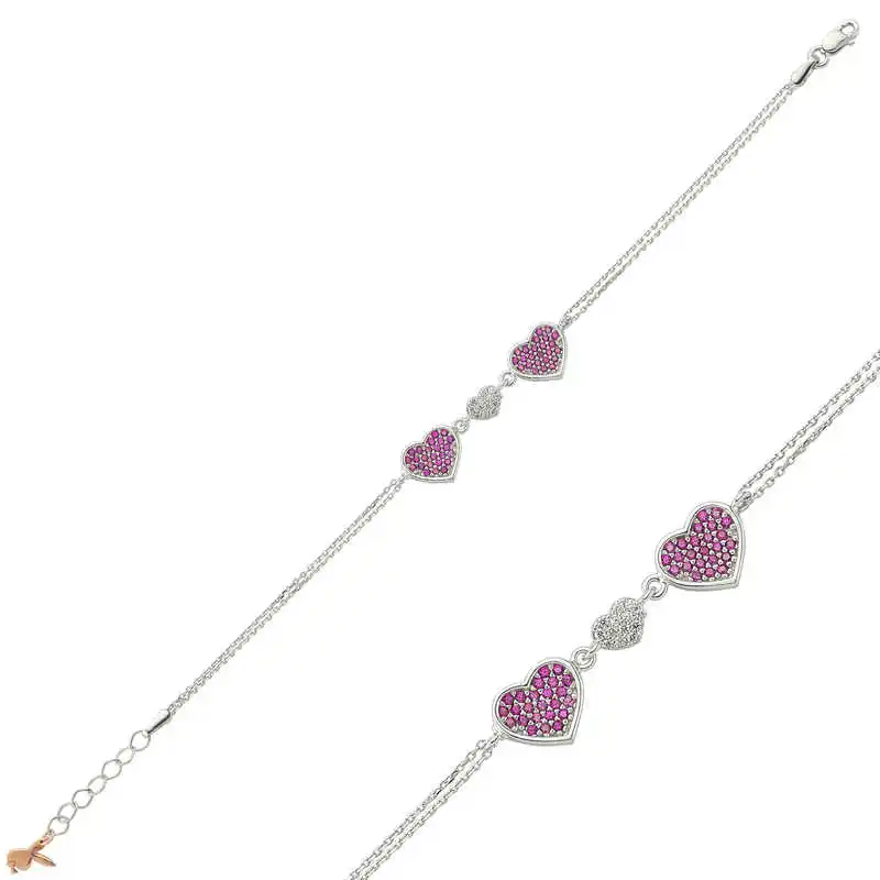 

Tevuli 925 Sterling Silver Pink Heart Women Bracelet
