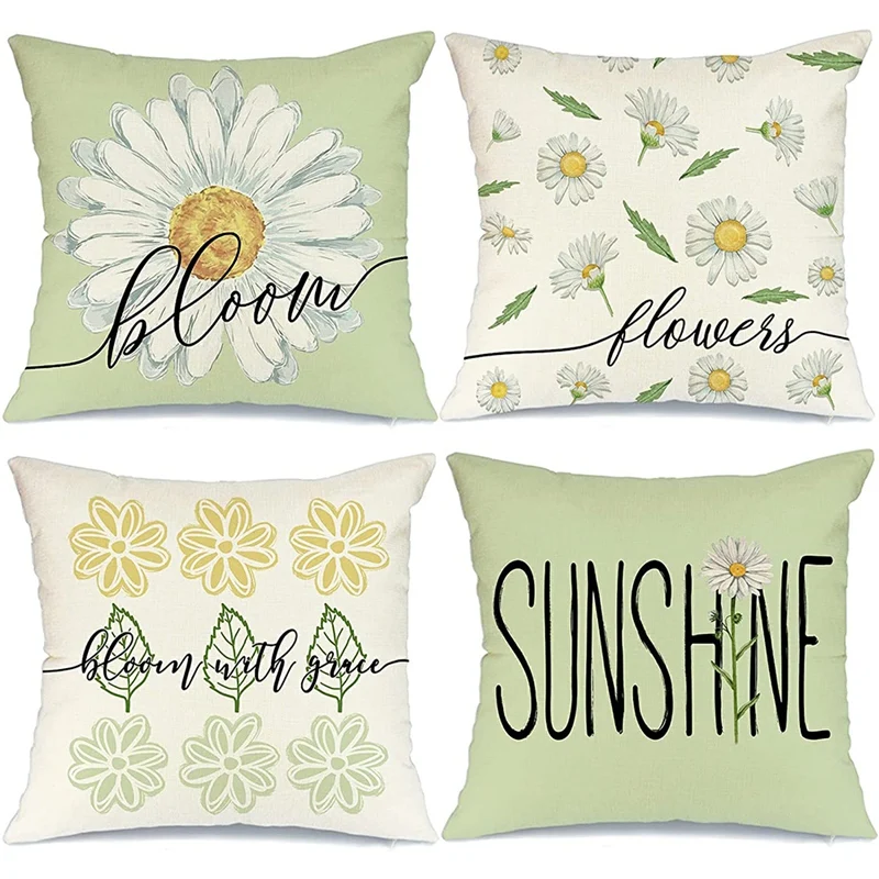 

Spring Pillow Covers 18X18 Set of 4 Farmhouse Spring Decor Pillows Decorative Throw Pillows Spring Decorations