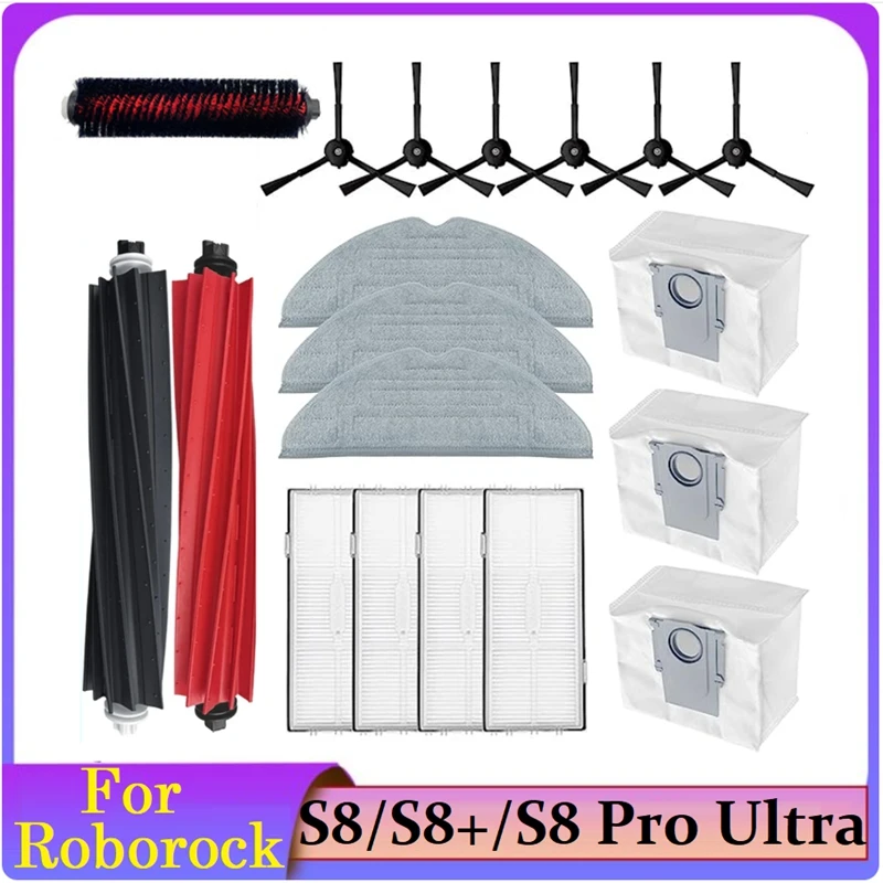 

For Roborock S8 Pro Ultra/S8+/S8 Vac Cleaner Accessories Kit Dock Self-Cleaning Roller Side Brush Mop Cloths Filters Dust Bags