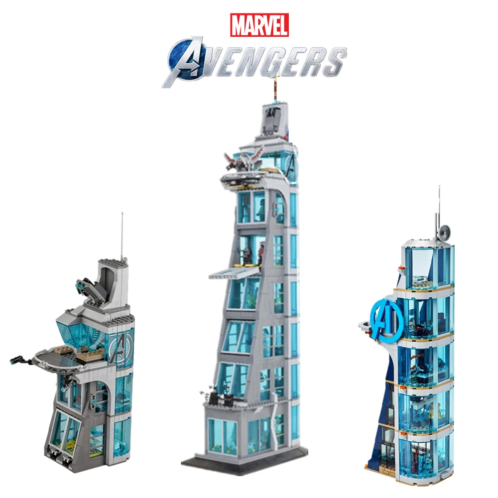 

Marvel Avengers Tower Heroes Ironman Spiderman Iron Man Thanos Thor Captain Figures Streetview Building Blocks Bricks Toys Kid