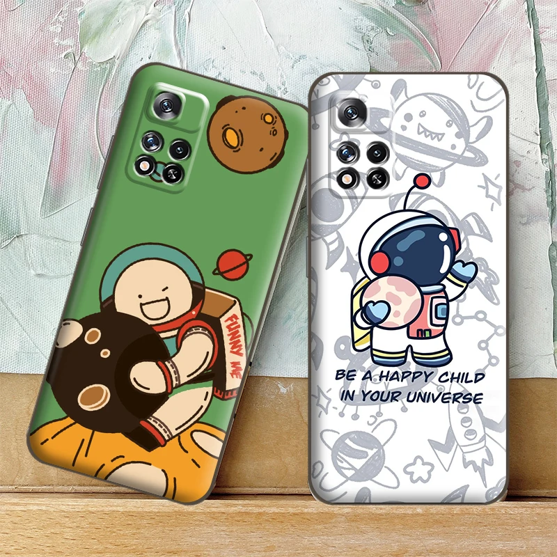 

Cute Astronaut Phone Case For Xiaomi 11T Pro Redmi Note 10 9 Pro 5G 9S 10S POCO F3 X3 M3 GT Pro X3 NFC Funda Liquid Silicon