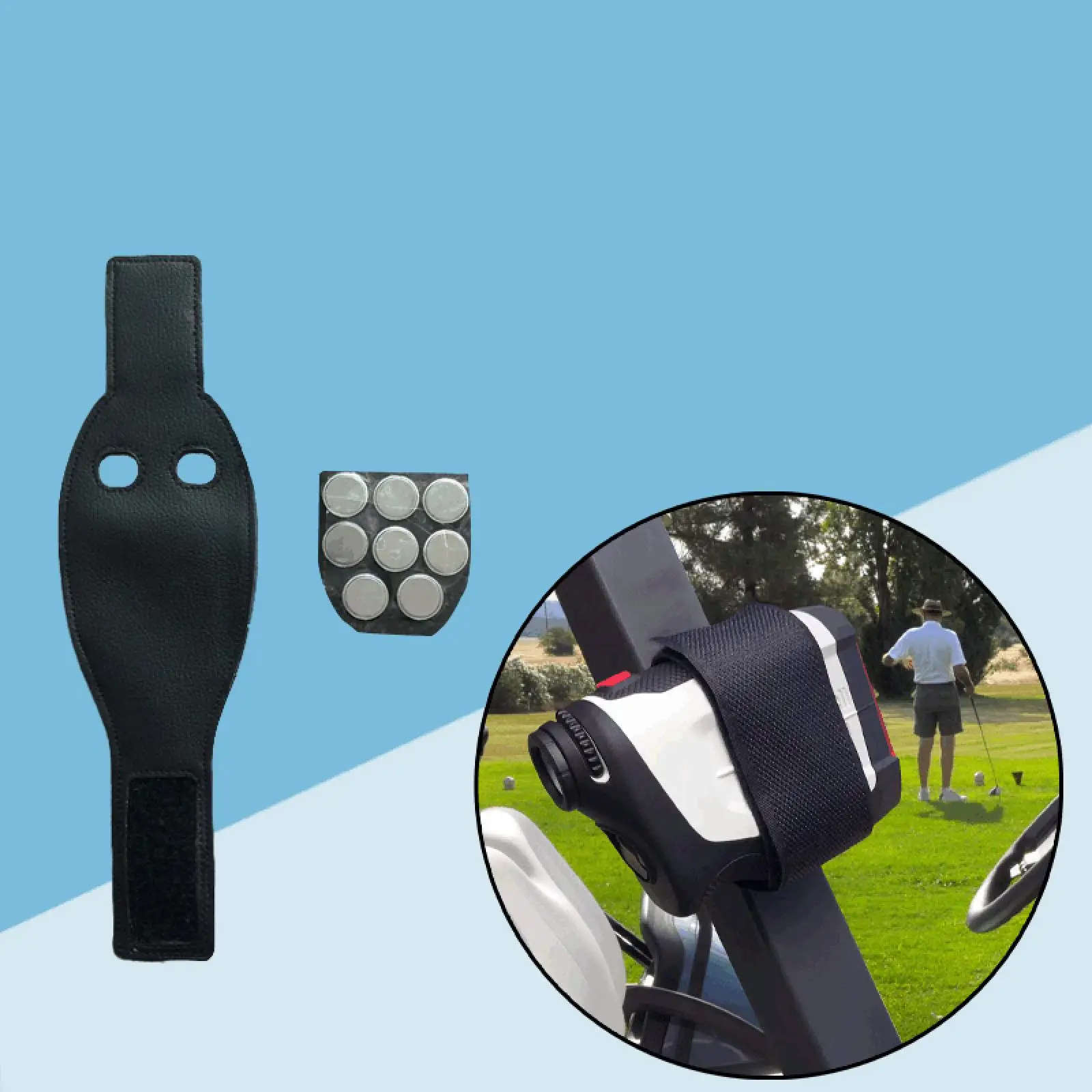 

1 Piece Magnetic Non Skid Adjustable Golf Accessory Portable Golf Range Finder Strap Magnet Holder Belt for Rail Golf Cart Bar