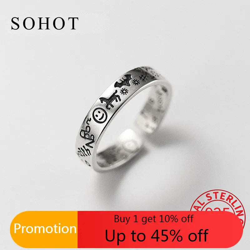 

Женское кольцо из серебра 925 пробы с резьбой в стиле ретро