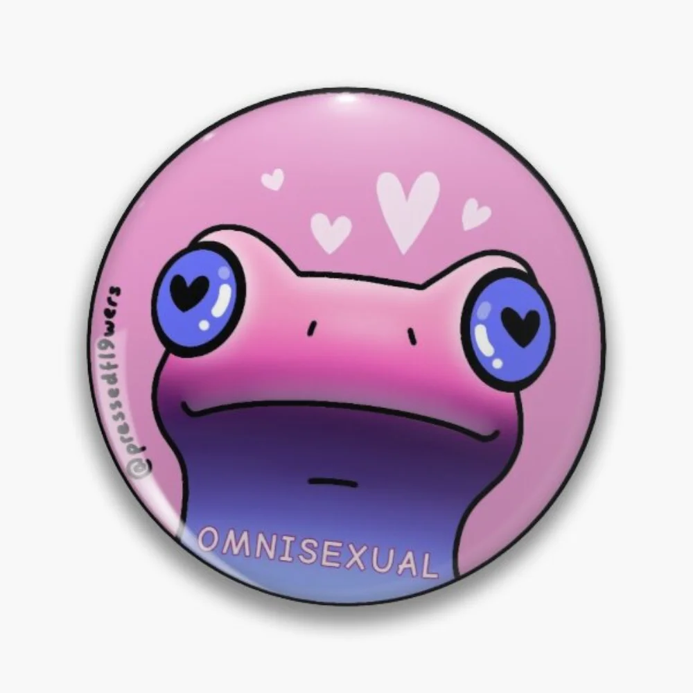 

Omnisexual Frog Soft Button Pin Lapel Badge Metal Collar Creative Cartoon Women Hat Funny Brooch Fashion Cute Clothes Gift