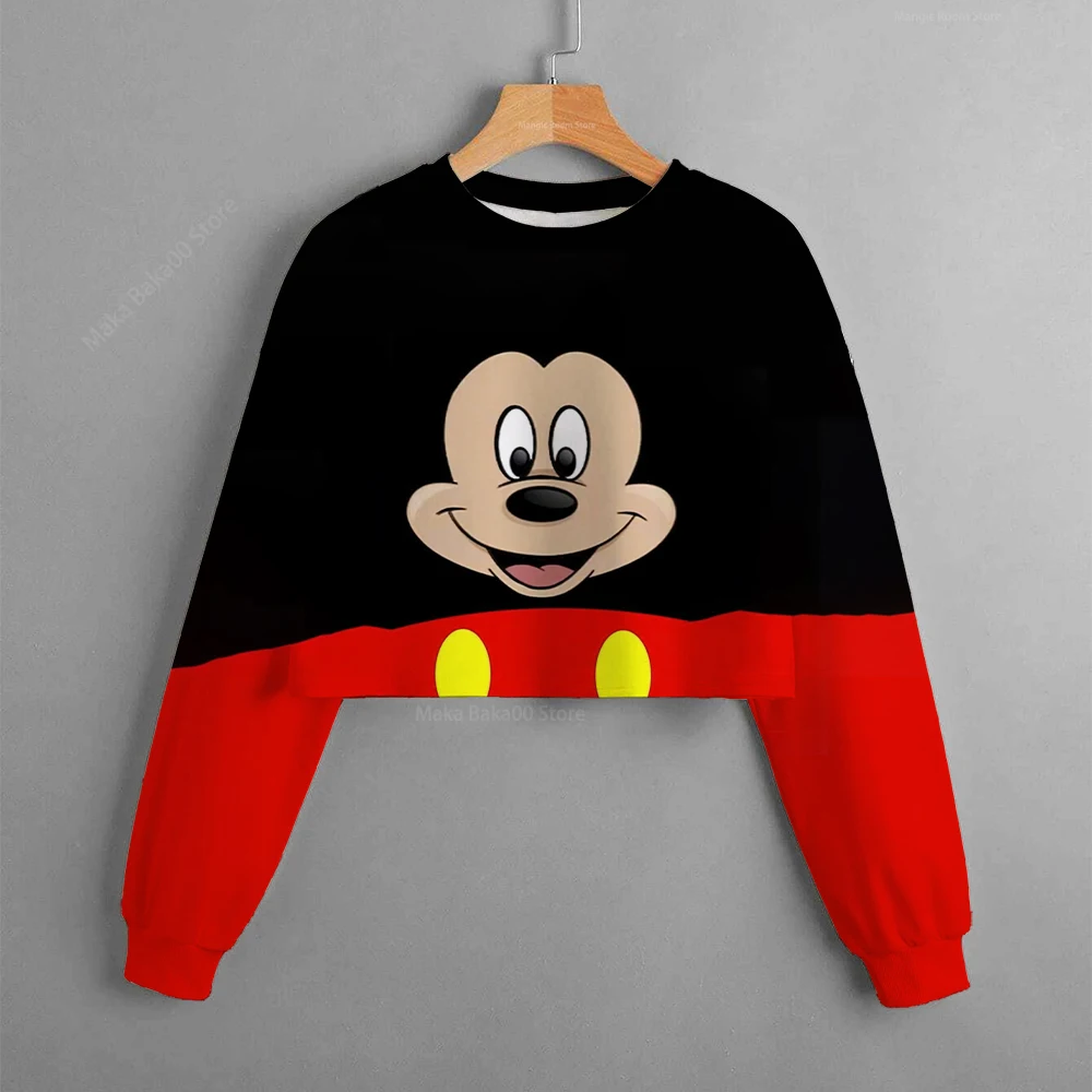 Купи Disney Mickey Mouse Cropped Long Sleeve Kids Autumn Winter Sweatshirt Kids Long Sleeve Top Outfit 2022 за 150 рублей в магазине AliExpress