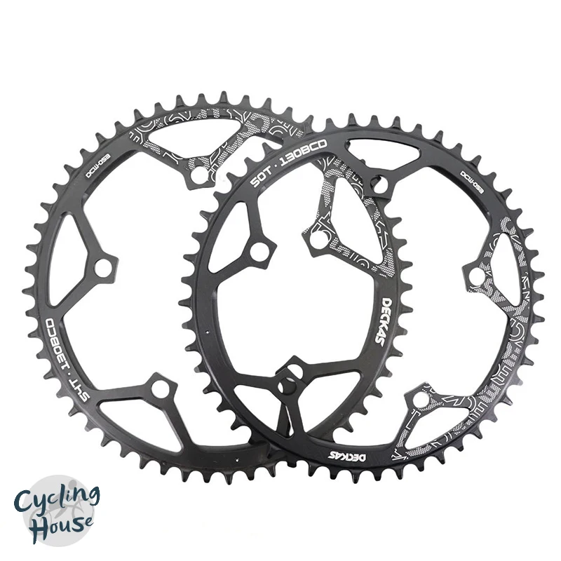 

For Shimano 5700 6700 50 52 54 56 58 Tooth Deckas Chainring 130 BCD Round Road Bike Chainwheel 130BCD For SRAM Black Bike Parts