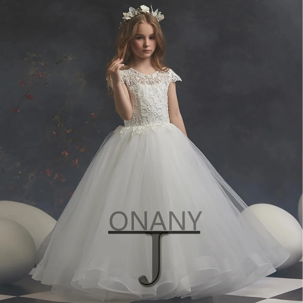 

JONANY простое Цветочное платье для девочек с круглым вырезом, женское индивидуальное бальное платье, маленькая девочка, принцесса, Roupas De Florista