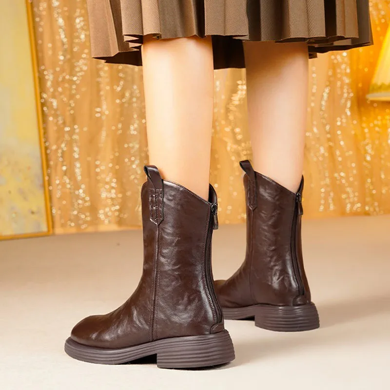 DRKANOL 2024 большой размер 35-42 зимние шерстяные теплые сапоги женские с круглым