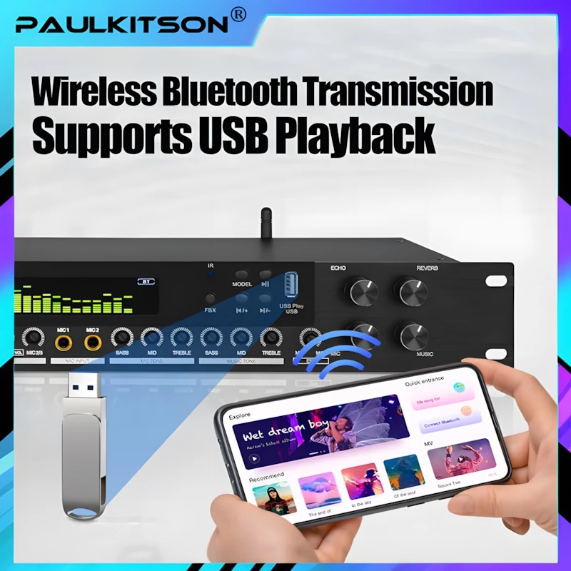 Фото Paulkitsons НОВЫЕ процессоры эффектов LD300 с реверберацией Bluetooth 5,2 с функцией защиты отHowling, подходящие для домашнего выступления на сцене KTV №3