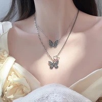 fmily minimalist butterfly necklace s925 sterling silver new retro fashion temperament sweet jewelry for girlfriend gifts