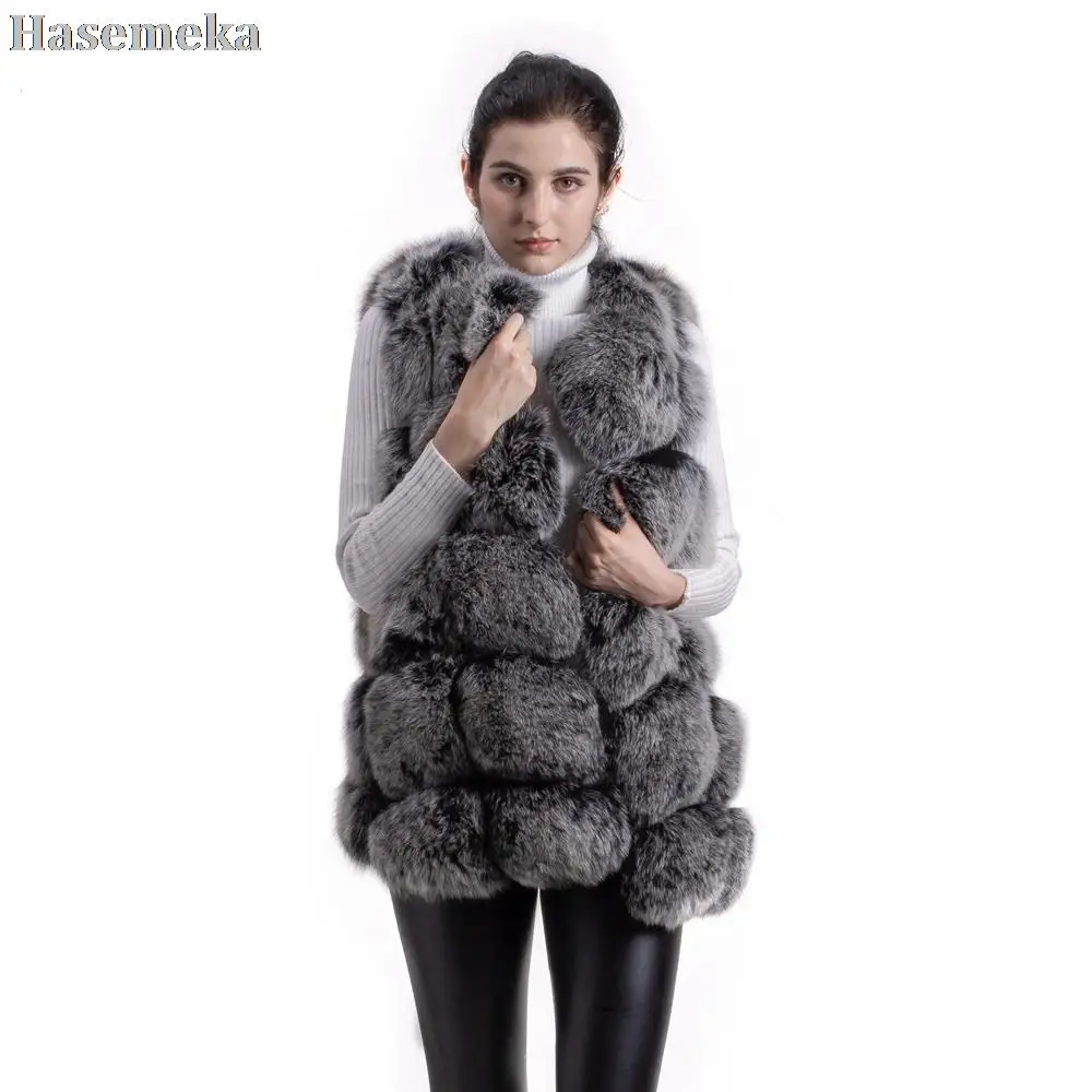 

Fashion Winter Real Fox Fur Sleeveless Vest Women Natural Fur Gilet High Quality Genuine Fox Coat Ladies Thermal Slim Fur Jacket