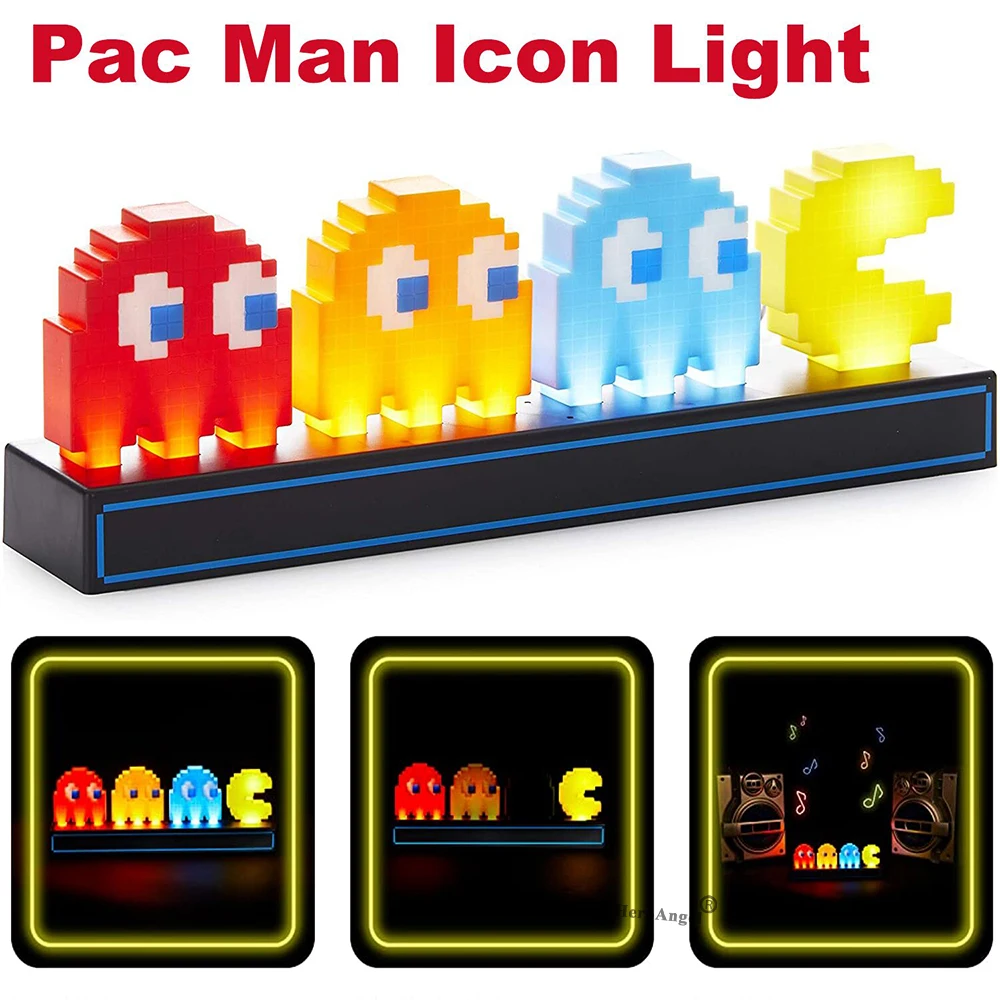 Светодиодный пиксельный ночсветильник Pac Man USB-питание Иконка игры визуальная