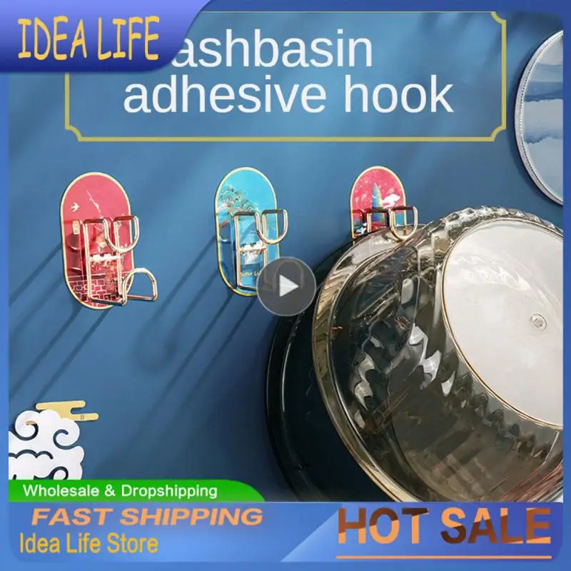 

Железный крючок для хранения раковины с гальваническим покрытием, держатель для ванной и кухни, настенный стеллаж для хранения, бытовые приспособления, липкий, без отверстий