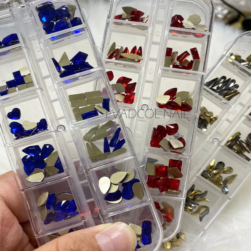 Красные кристаллы для дизайна ногтей украшения маникюра 3D акриловые блестки